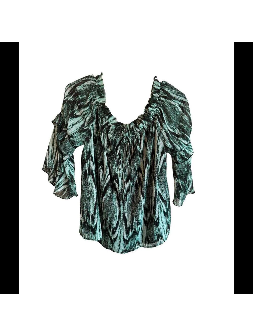 Vince Camuto | Green & Black Blouse | Size M | NWOT | 0914